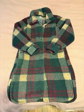 Liv Outdoor Green Plaid Longline Sherpa Shacket Coat